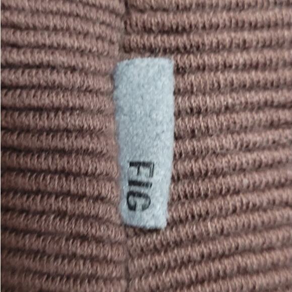 Fig Brown Ribbed 3/4 Sleeve Boat Neck Top XL Cotton Blend Minimalist Travel - Picture 6 of 8